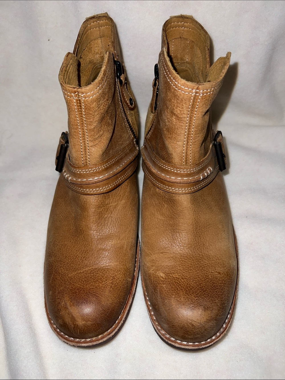 Timberland Chestnut Brown Leather Ankle Booties with Side Buckle - Picture 2 of 11